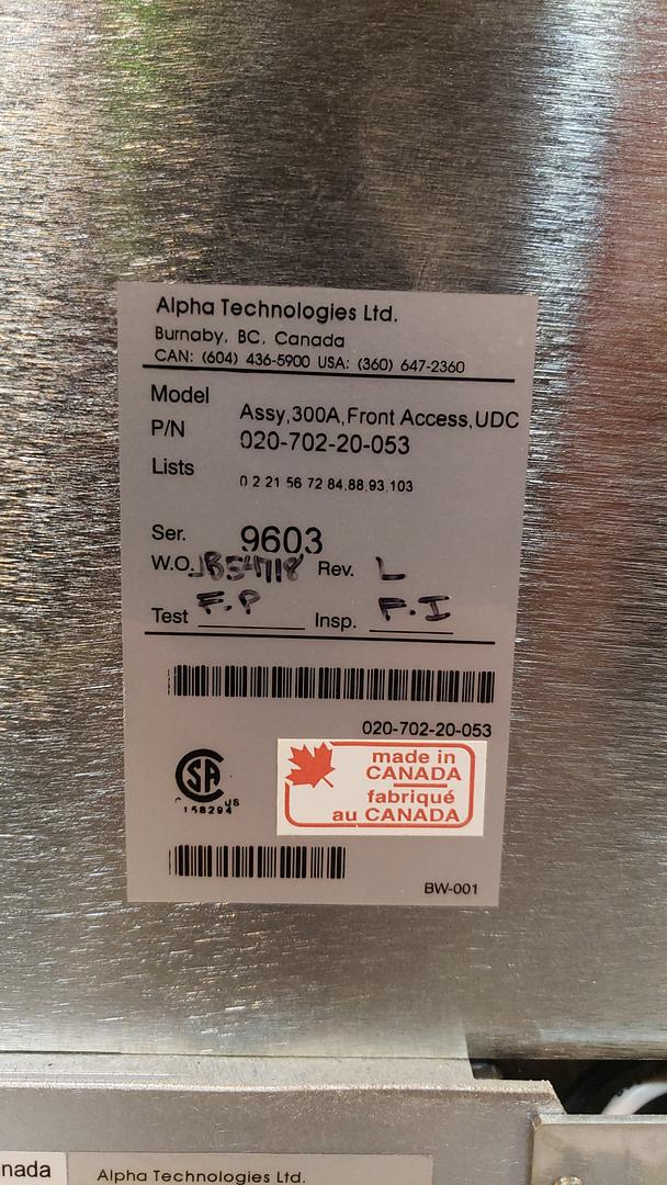 Alpha 300A DC Rectifier 4 Power Mods CXDF-HP 380 020-702-20-53(S6LLST8193)