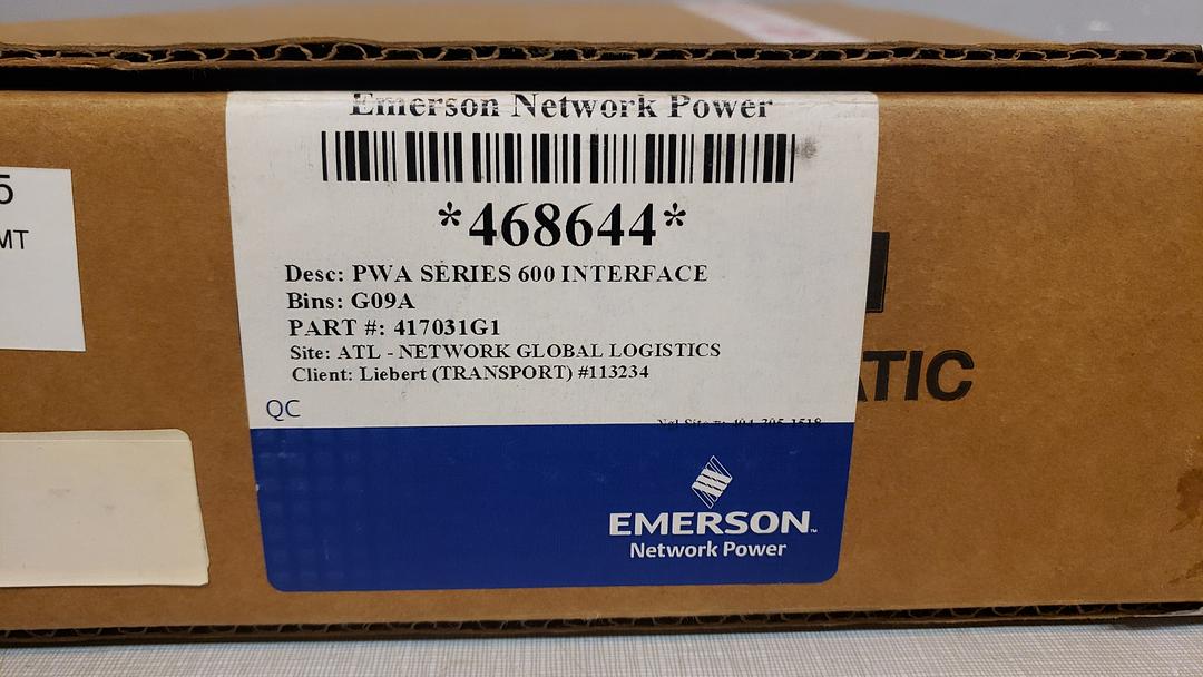 Emerson PWA Series 600 Interface 468644(S6LLST11233)