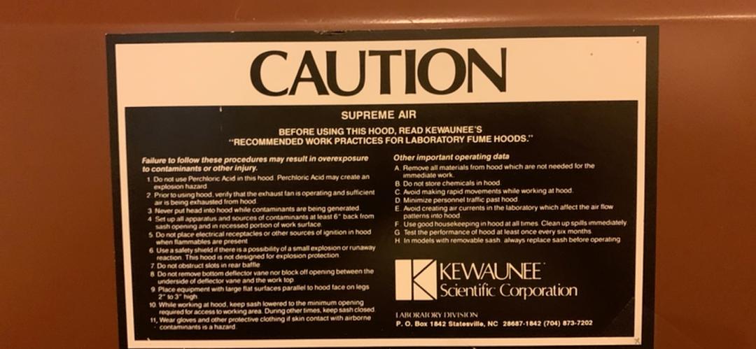 4' Walk In Kewaunee Supreme Air Open Front Fume Hood(S6LLST7878)