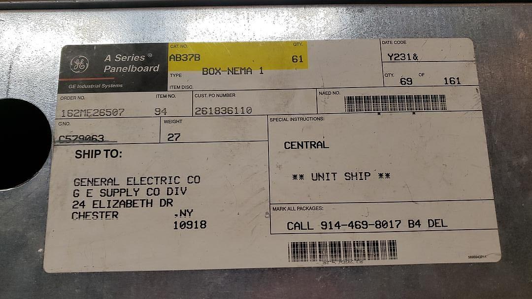 GE 125A A Series Panelboard 208/120v Loaded(S6LLST12093)