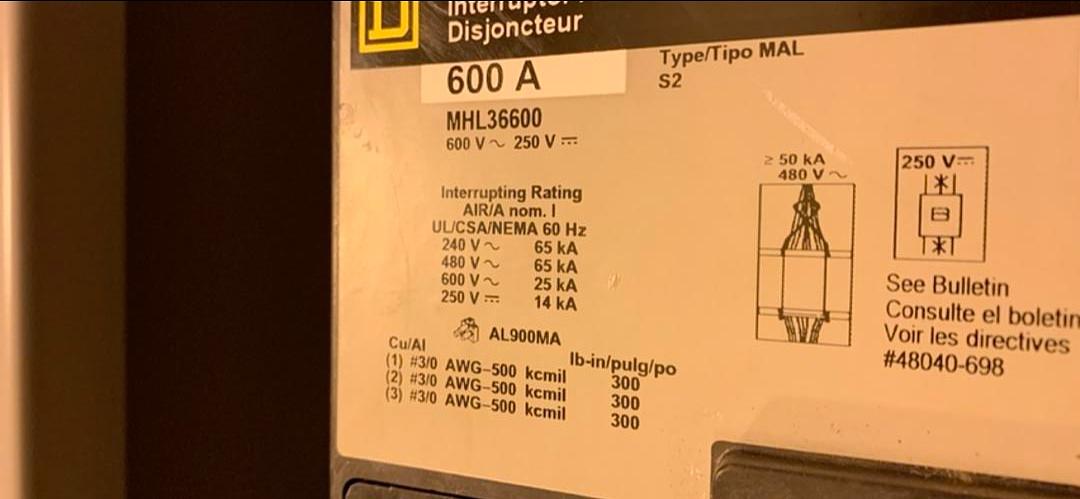 600A ASCO ATS 480V w/ 600A Service Entry Breaker(S6LLST1748)