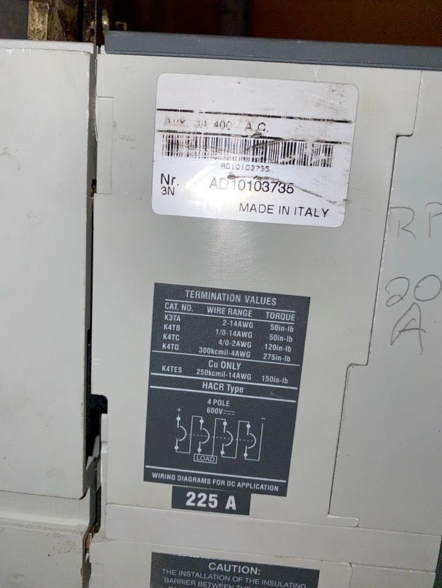 ABB 225A S3N Circuit Breaker AD10103735(S6LLST1304)