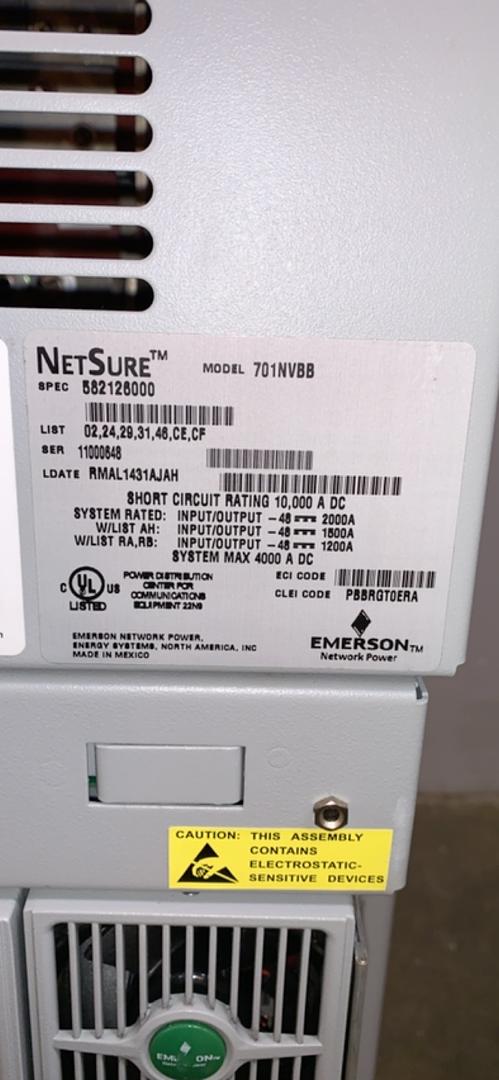Emerson NETSURE Rectifier 701 DC Power System with 33 R48-3500E Modules(S6LLST8900)