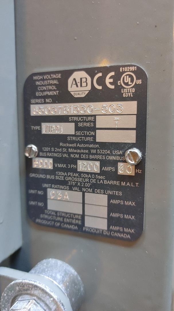 1200A AllenBradley Centerline Fused Shut Off 5000VMAX (S6LLST12768)
