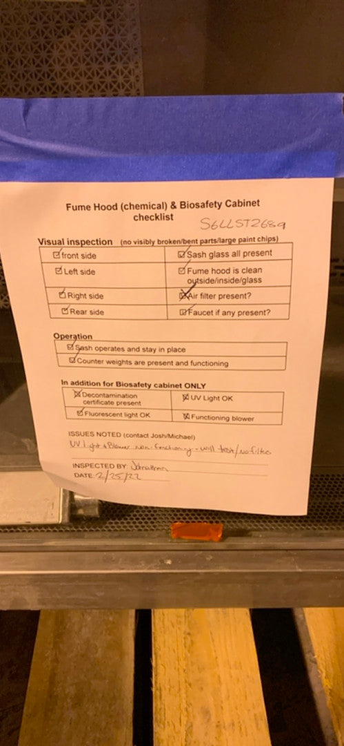 6' NUAIRE Biosafety Cabinet A/B3 Virology w/ Stand(S6LLST2689)