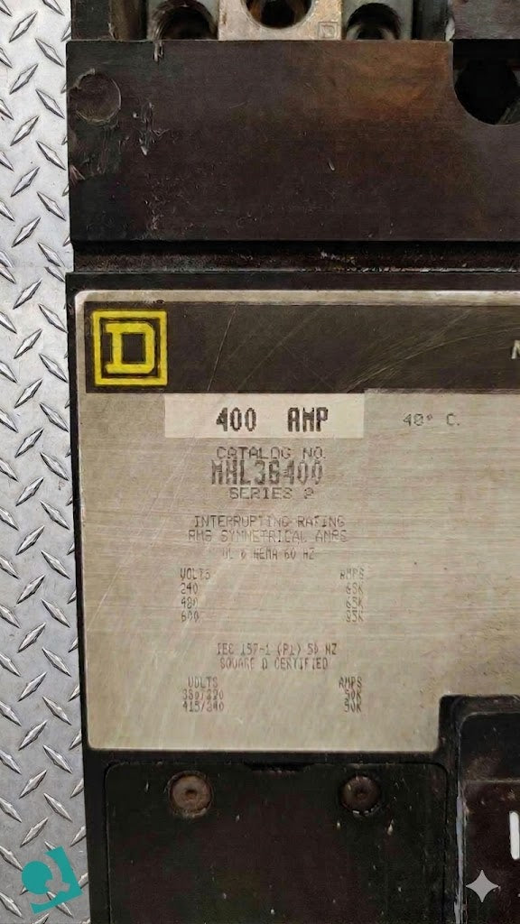 Square D 400A 3 Pole Circuit Breaker 600VAC 250VDC MHL36400(104835)