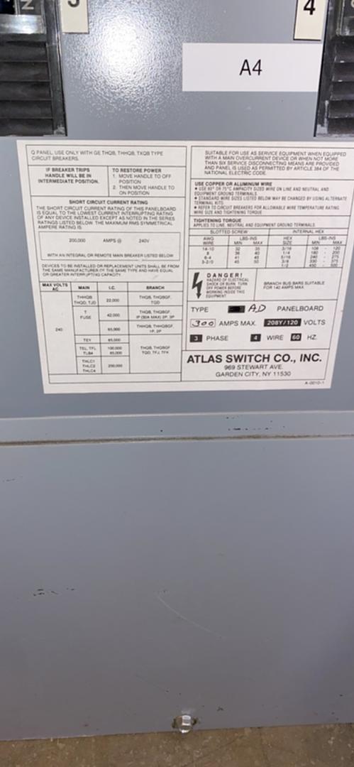 300A Breaker Panelboard 208/120v 4x 125A & Main(S6LLST4113)