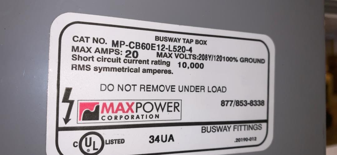 Busway 100A Starline MAXPOWER B100C10'4 PlugIn W 9 Tap Boxes(S6LLST9099)