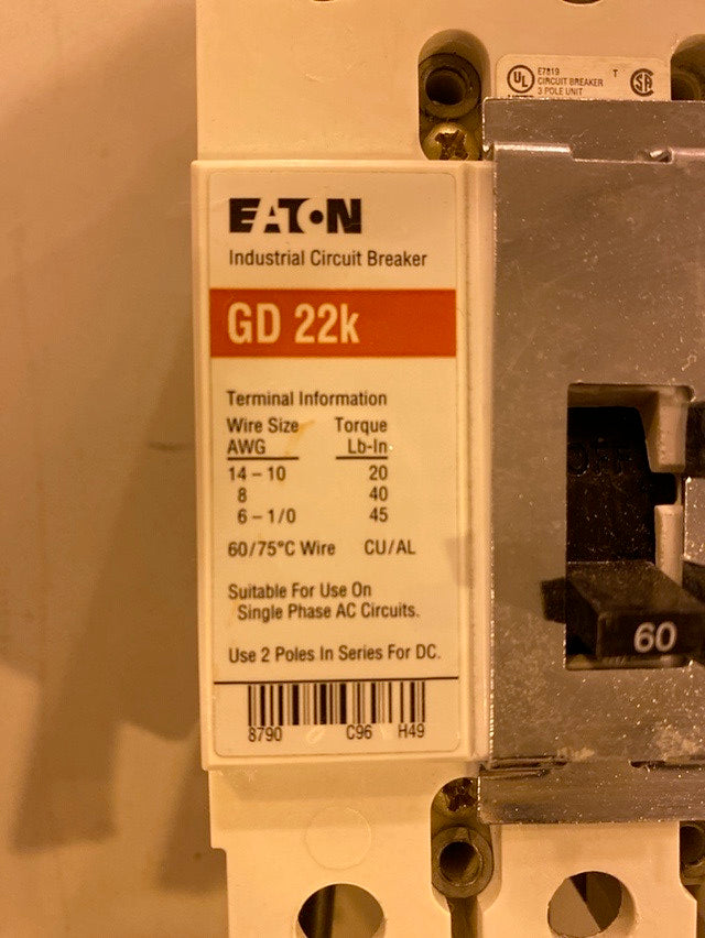 EATON 60A GD 22K Circuit Breaker(S6LLST1722)