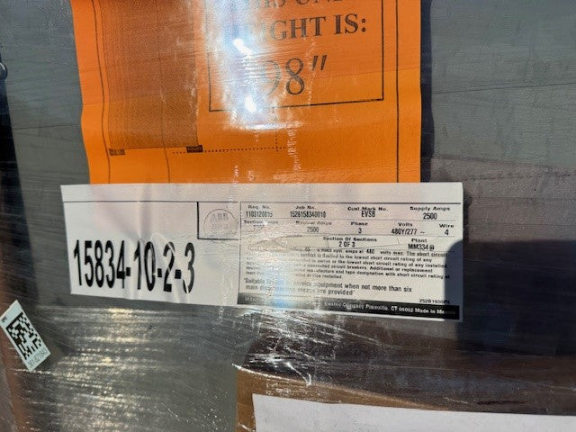 ABB 3 Section Switchgear 480/277V 2500A 2500A Main Breaker -33901