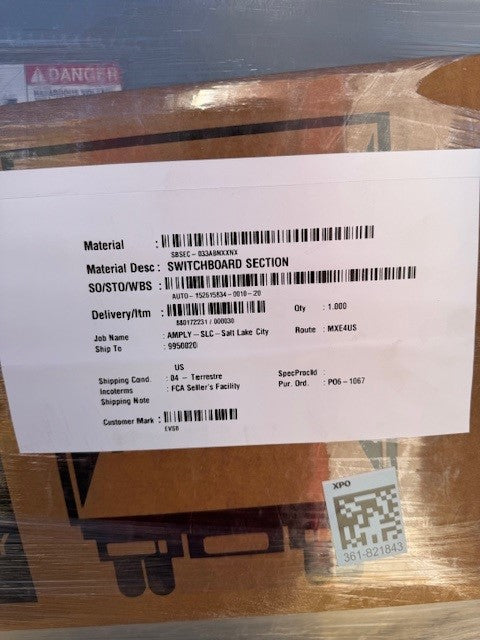 ABB 3 Section Switchgear 480/277V 2500A 2500A Main Breaker -33901