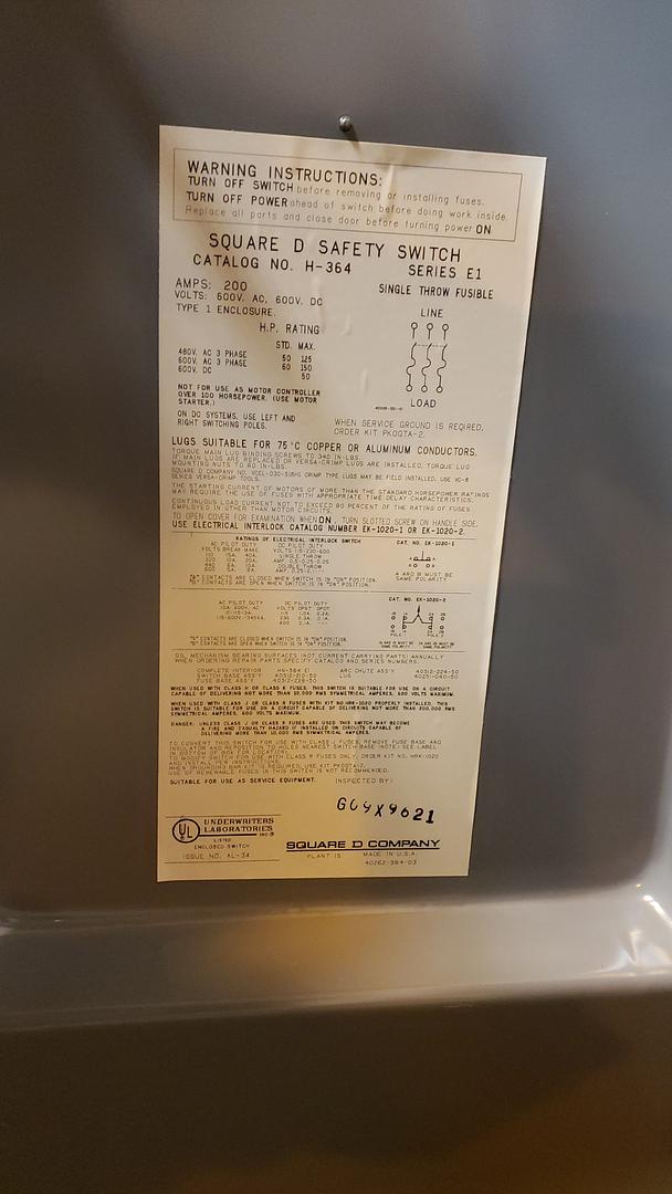 16" Square D Heavy Duty Safety Switch(S6LLST7597)