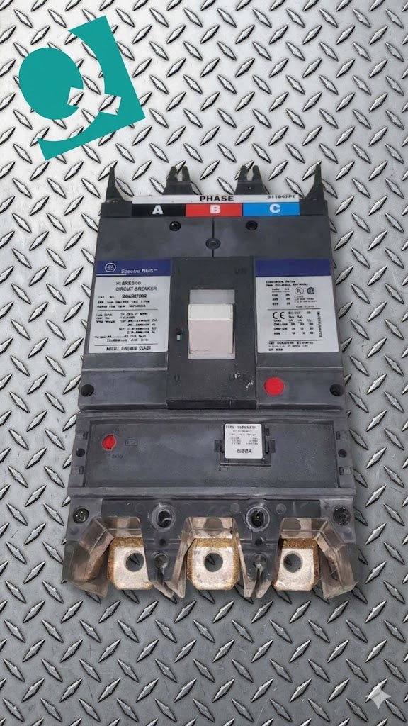 GE Spectra RMS SGHA36AT0600 600A 3 Pole 600V Hi-Break Breaker SRPG600A SGHA 35k (SKU: 113384)