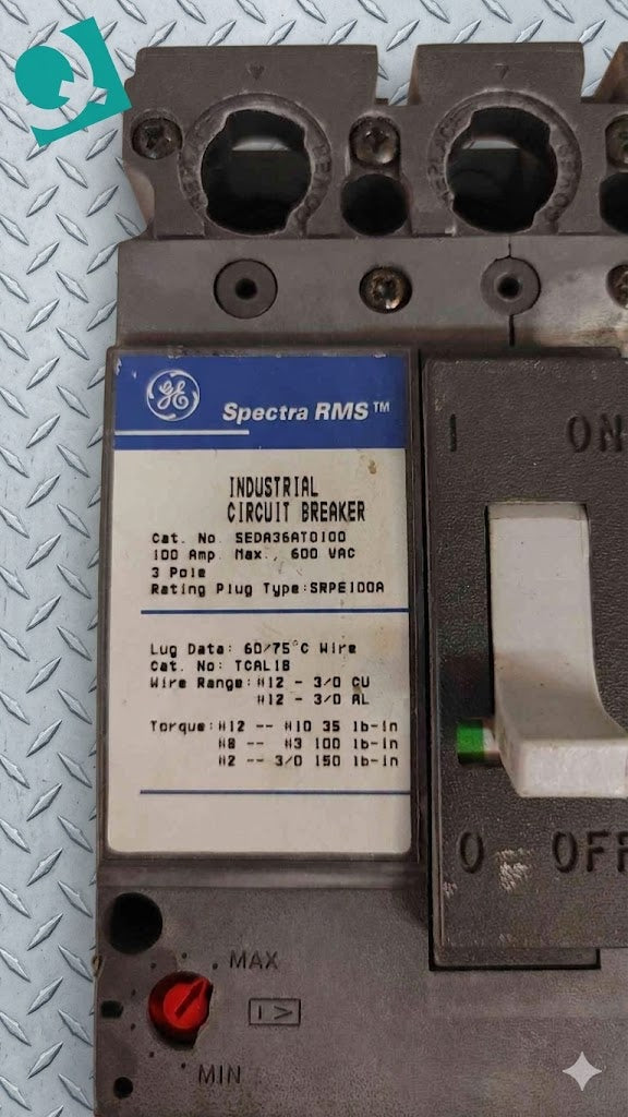 GE Spectra Series RMS SEDA36AT0100 100A 3 POLE (2632AA)(2632AA)