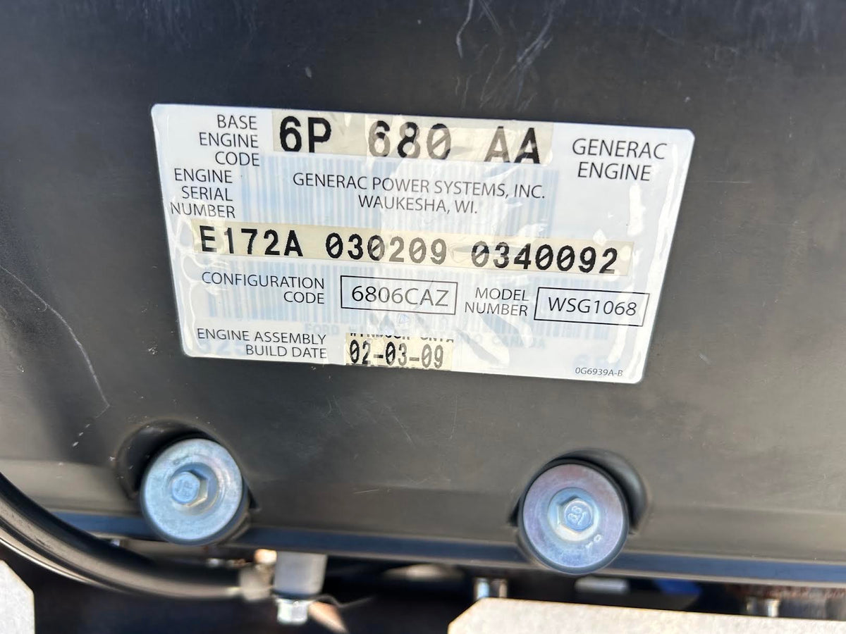 Generac 105 kW Natural Gas Generator 120/240V 1PH Skid Mounted SG0100 279Hr
