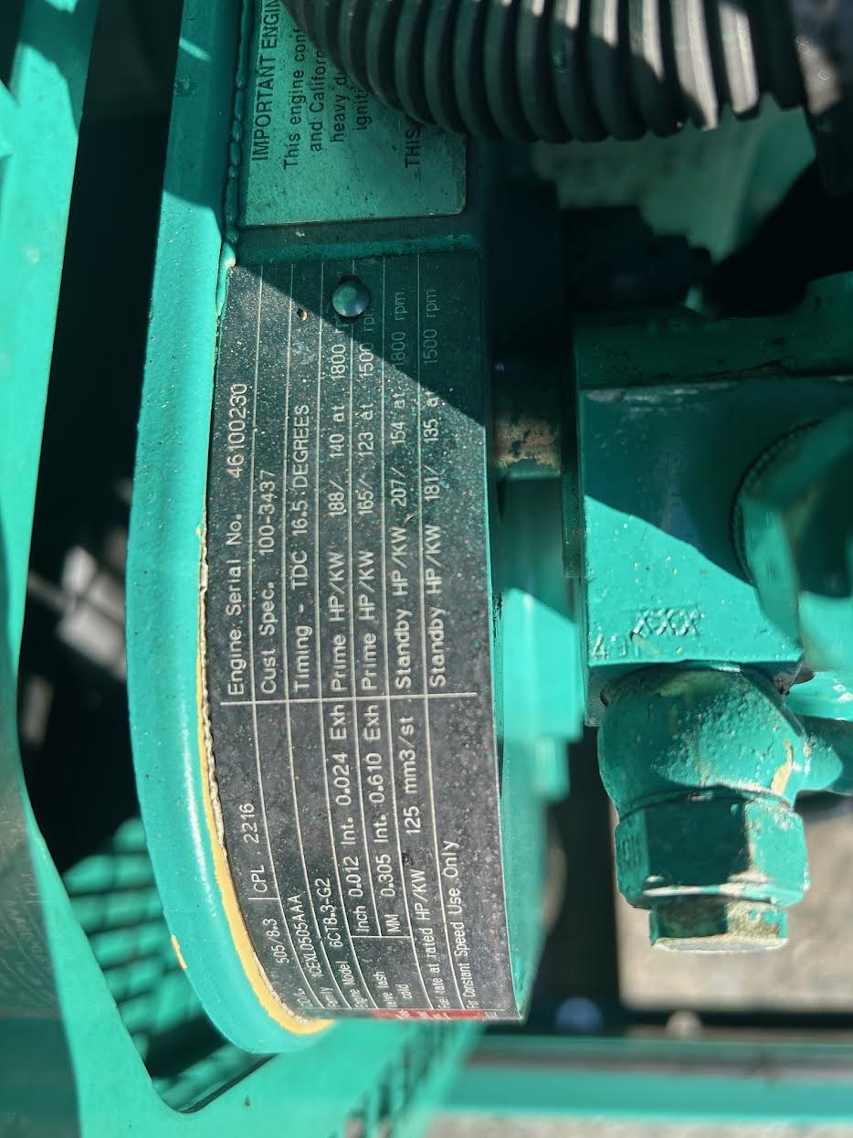 125KW Onan Cummins Diesel DGEA-4958042 12j0/208 3ph 1080hrs Enclosed TESTED