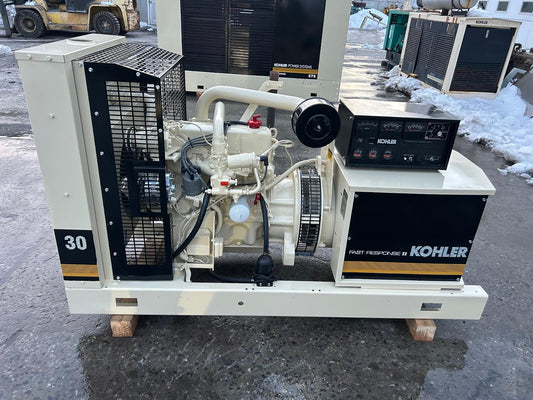 30KW Kohler 30RZ282 Nat Gas LP Generator 120/208 3ph 1156hrs Tested