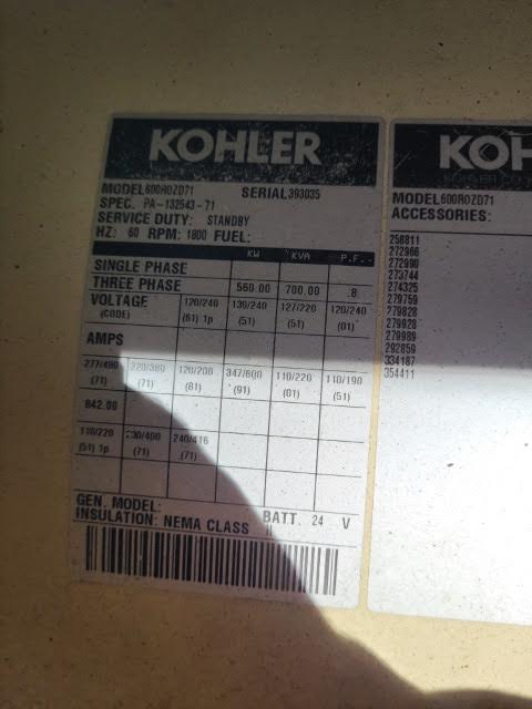 560KW Kohler 600KW 600ROZD71 Detroit Diesel Generator 480v 454hrs V92