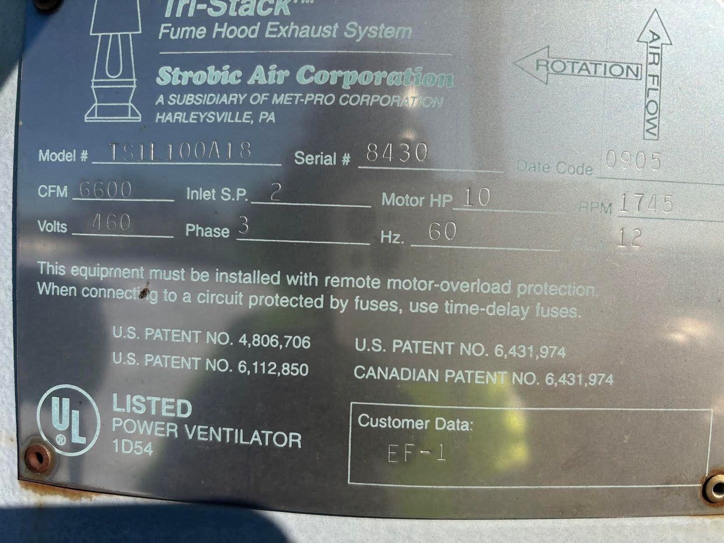 Industrial Strobic Air Rooftop Exhaust Fan