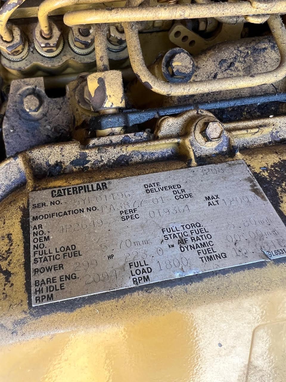 225KW Cat 3208 Diesel Generator 480V '01 1400 Hrs