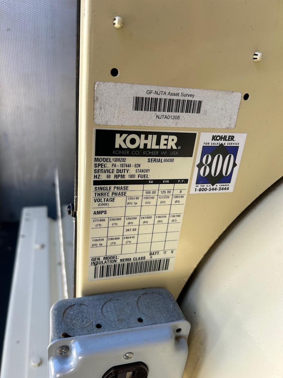100KW Kohler Generator 100RZ82 Nat Gas LP 235Hrs Load Tested