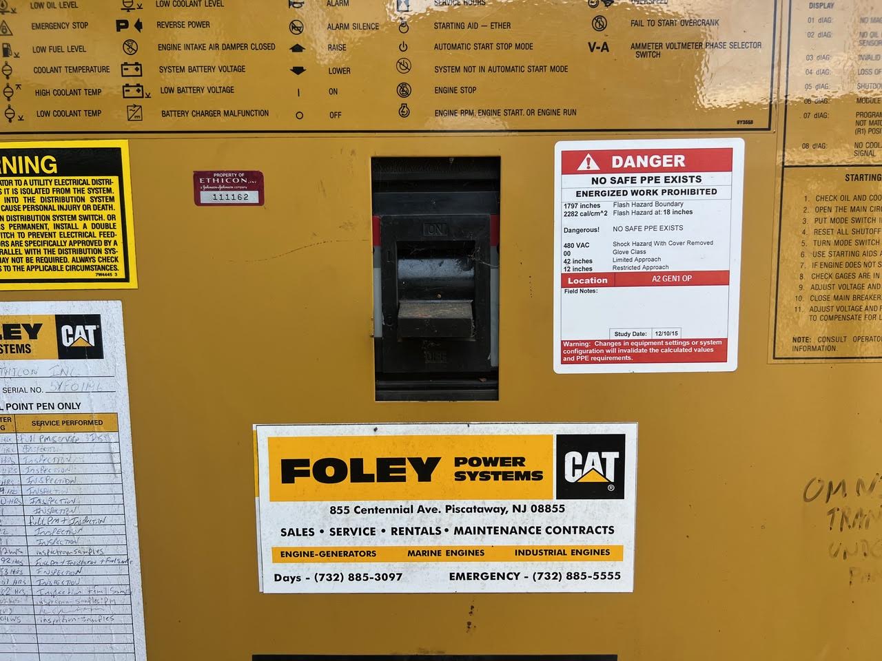 225KW Cat 3208 Diesel Generator 480V '01 1400 Hrs