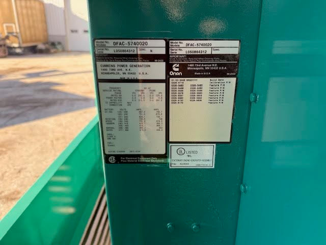 250KW Cummins Onan LTA-G1 Diesel Generator 3PH '05 768hrs Tested