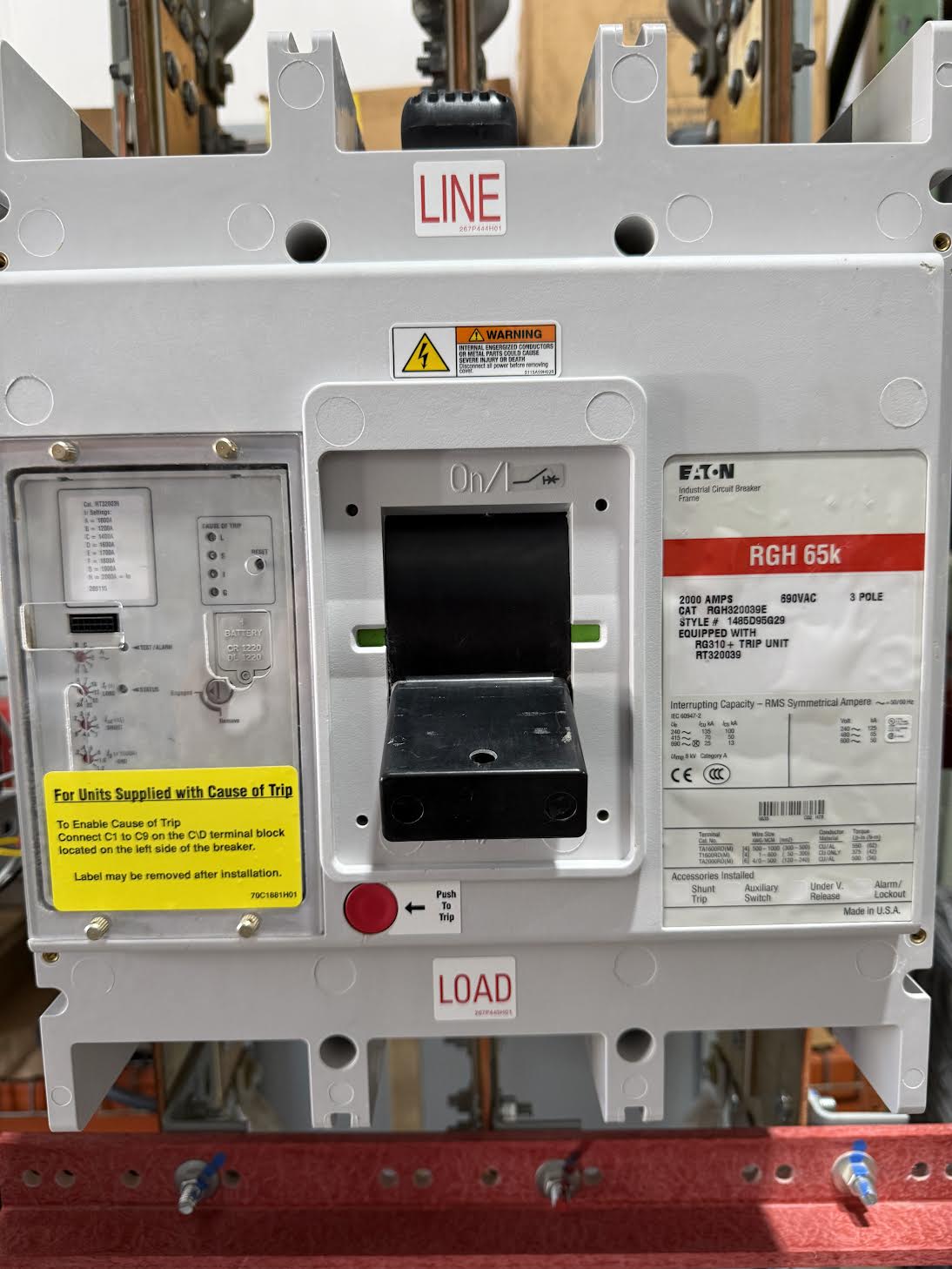 Eaton 2000A 480Y/277V 3PH 4W Pow-R-Line PRL-C Switchboard Main RGH 65k RGH32009E (SKU: 113140)