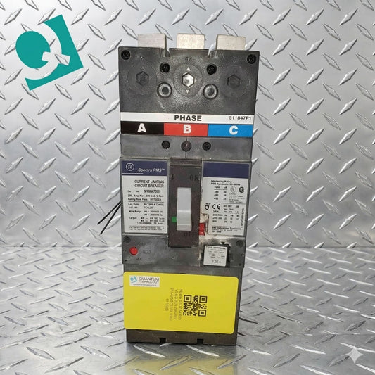 GE Spectra RMS 250A 600 VAC 3 Pole Breaker SFHA36AT0250 125A Trip