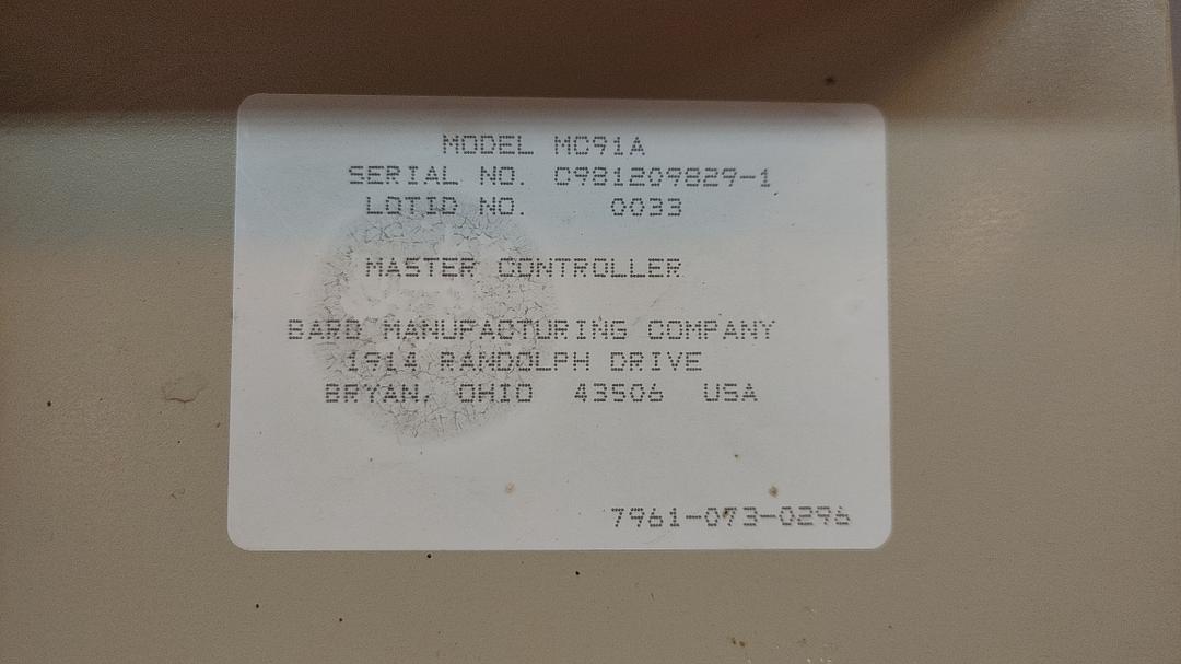 Bard Control Panel MC91A Master Controller(S6LLST12079)