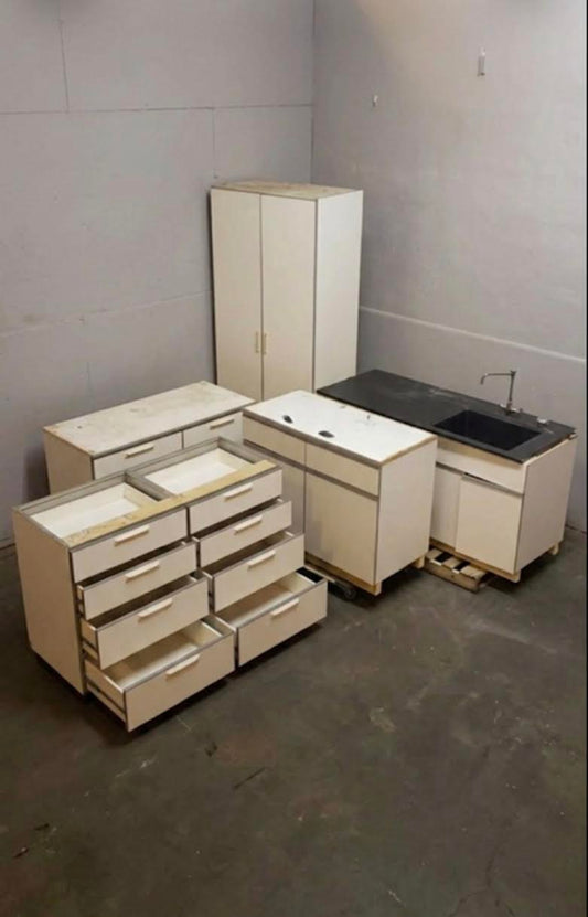 Chemsurf Lab Casework Benches & Storage Cabinet Wood 5 Pieces Bundle