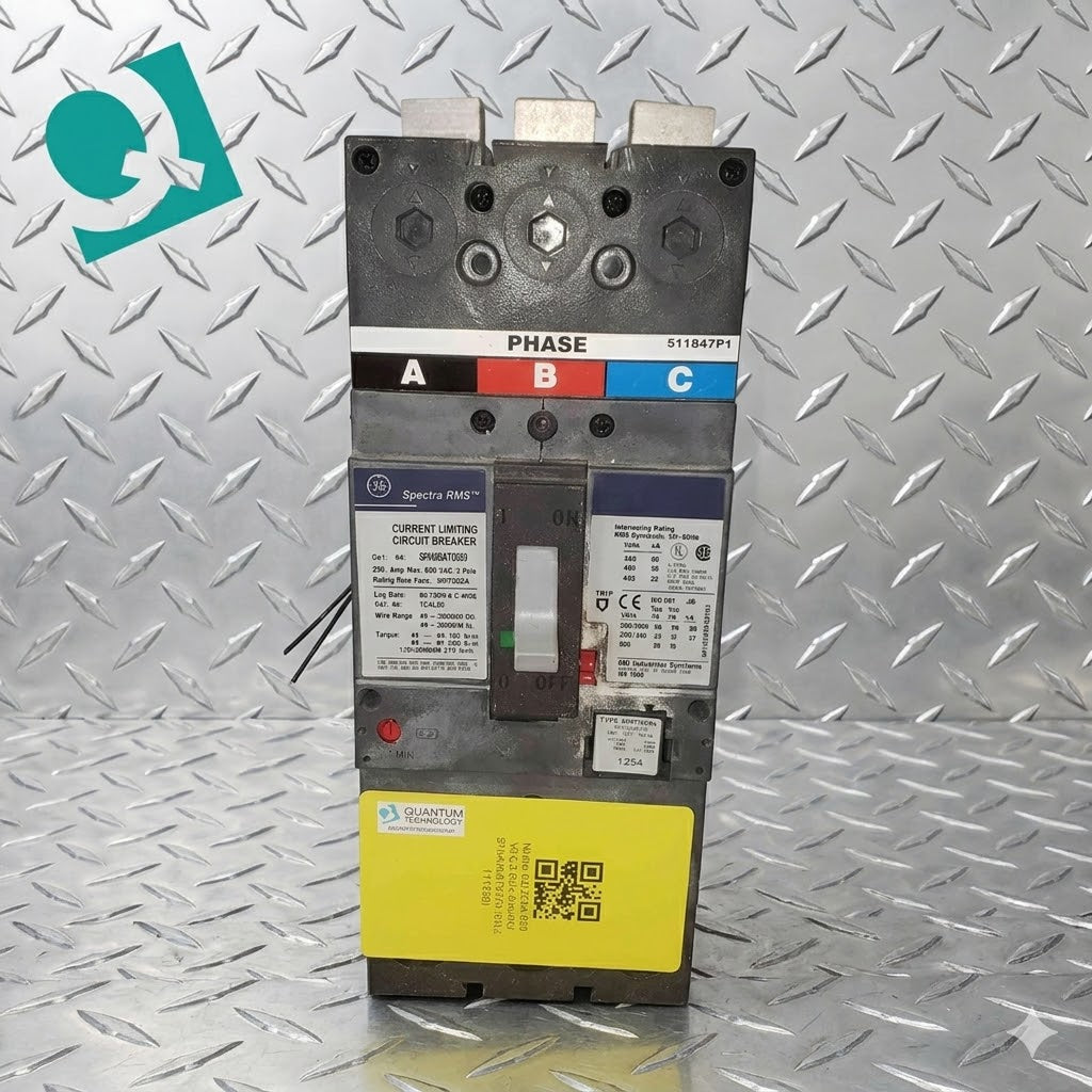 GE Spectra RMS 250A 600 VAC 3 Pole Breaker SFHA36AT0250 125A Trip