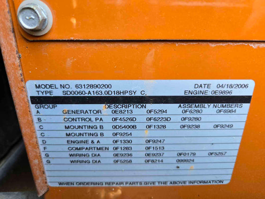 60KW Generac 5030 JD Diesel 120/240V 1Ph-Only '06 820Hrs. LOAD TESTED