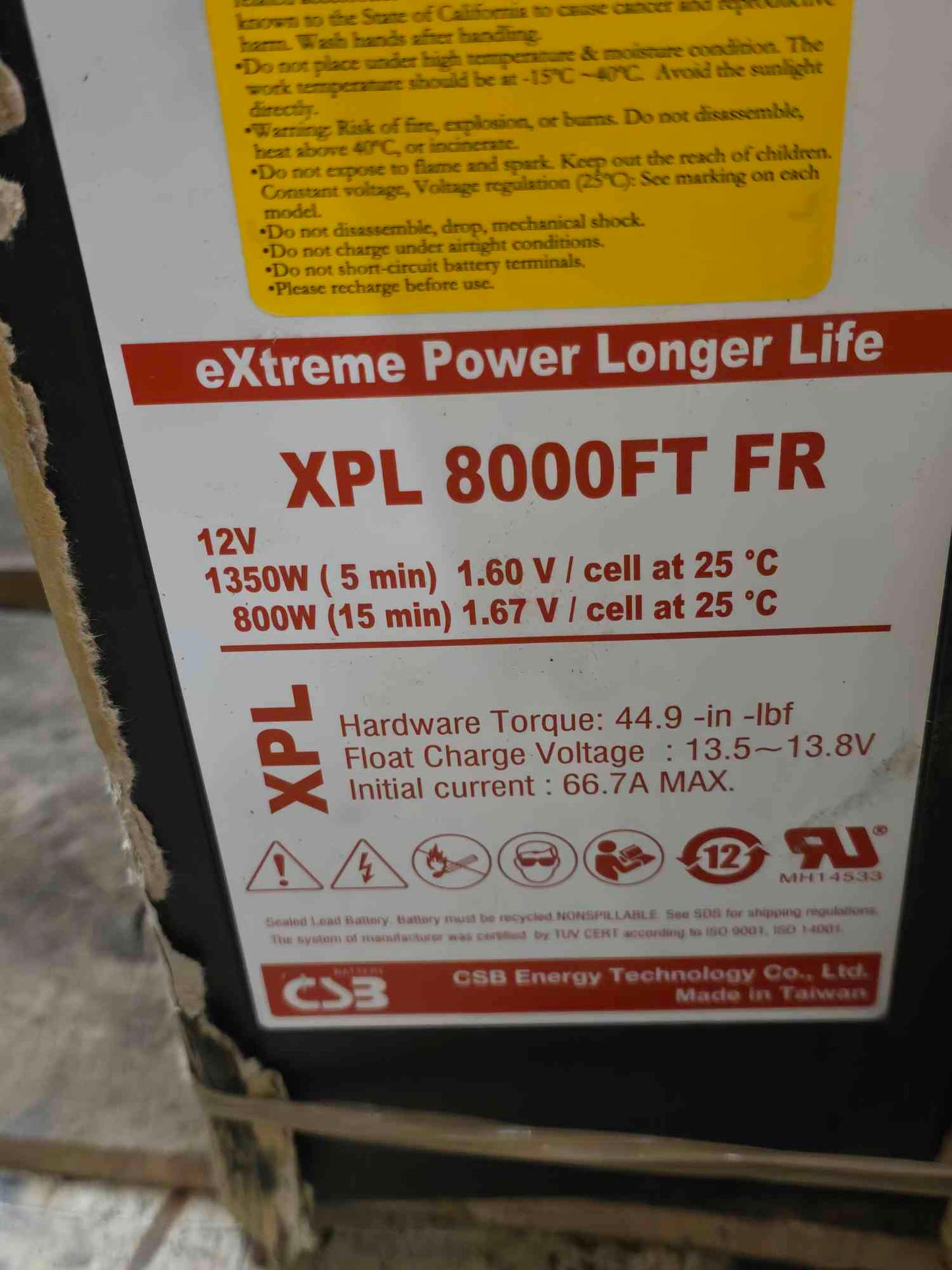 NEW Surplus 210 Amp Hour XPL 8000FT FR Battery 2023 (SKU: 111361)