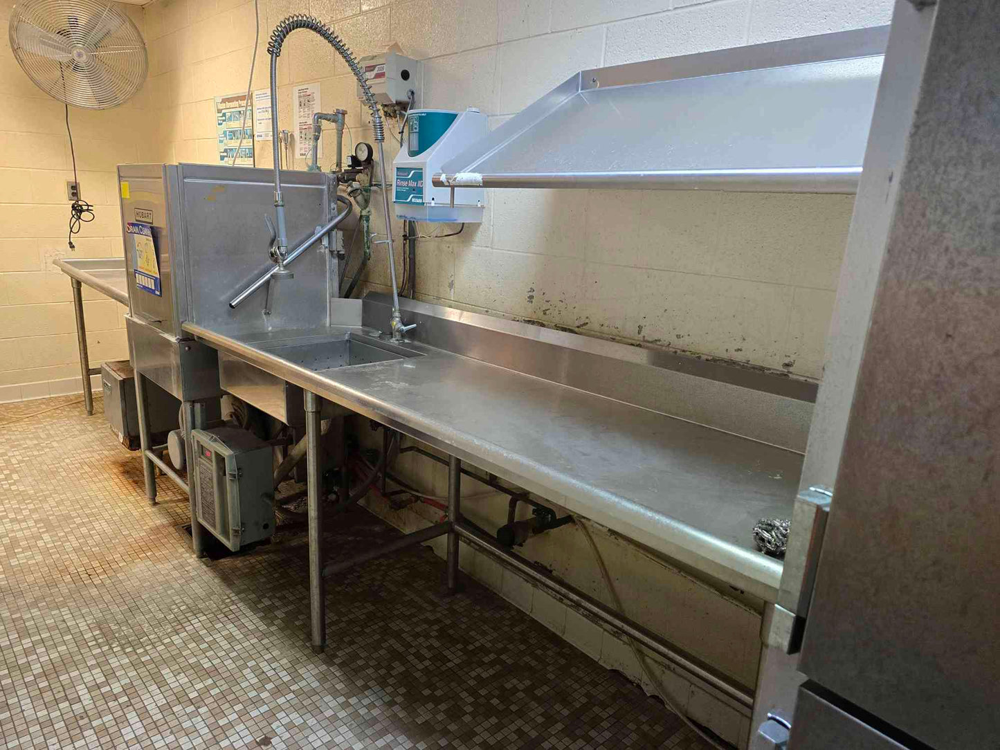 Hobart Three Part Dishwashing Unit 14' L X 2.5' D Washer Prep & Table(SKU: 111452)