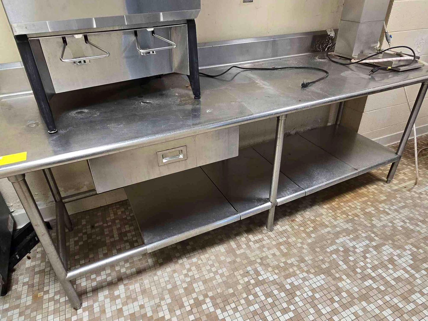 8' X 2.5 X 3' Adjustable Stainless Steel Cafeteria Table