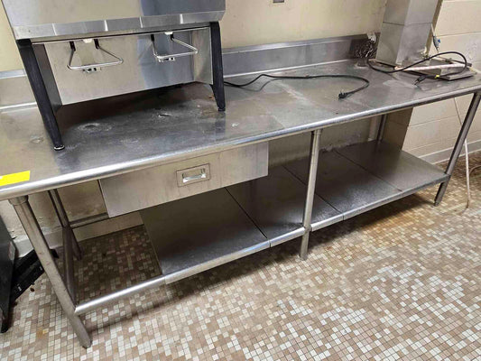 8' X 2.5 X 3' Adjustable Stainless Steel Cafeteria Table