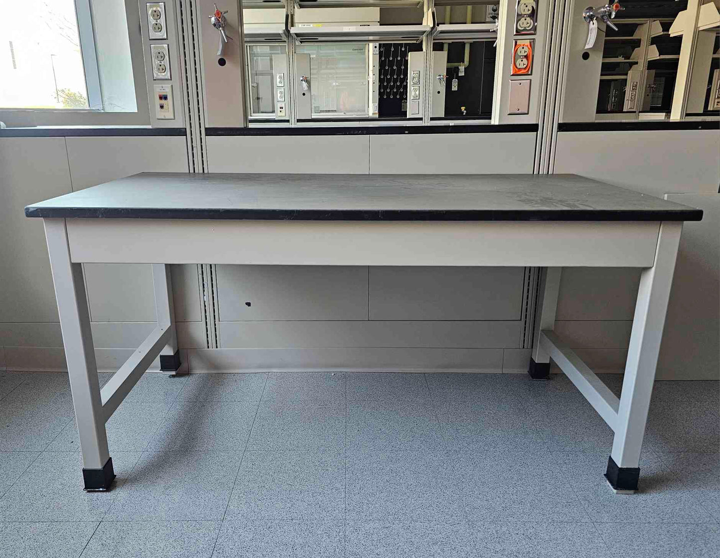 60" Heavy-Duty Industrial Lab Table - H-Frame Workbench with Epoxy Resin Top(SKU: 112892)