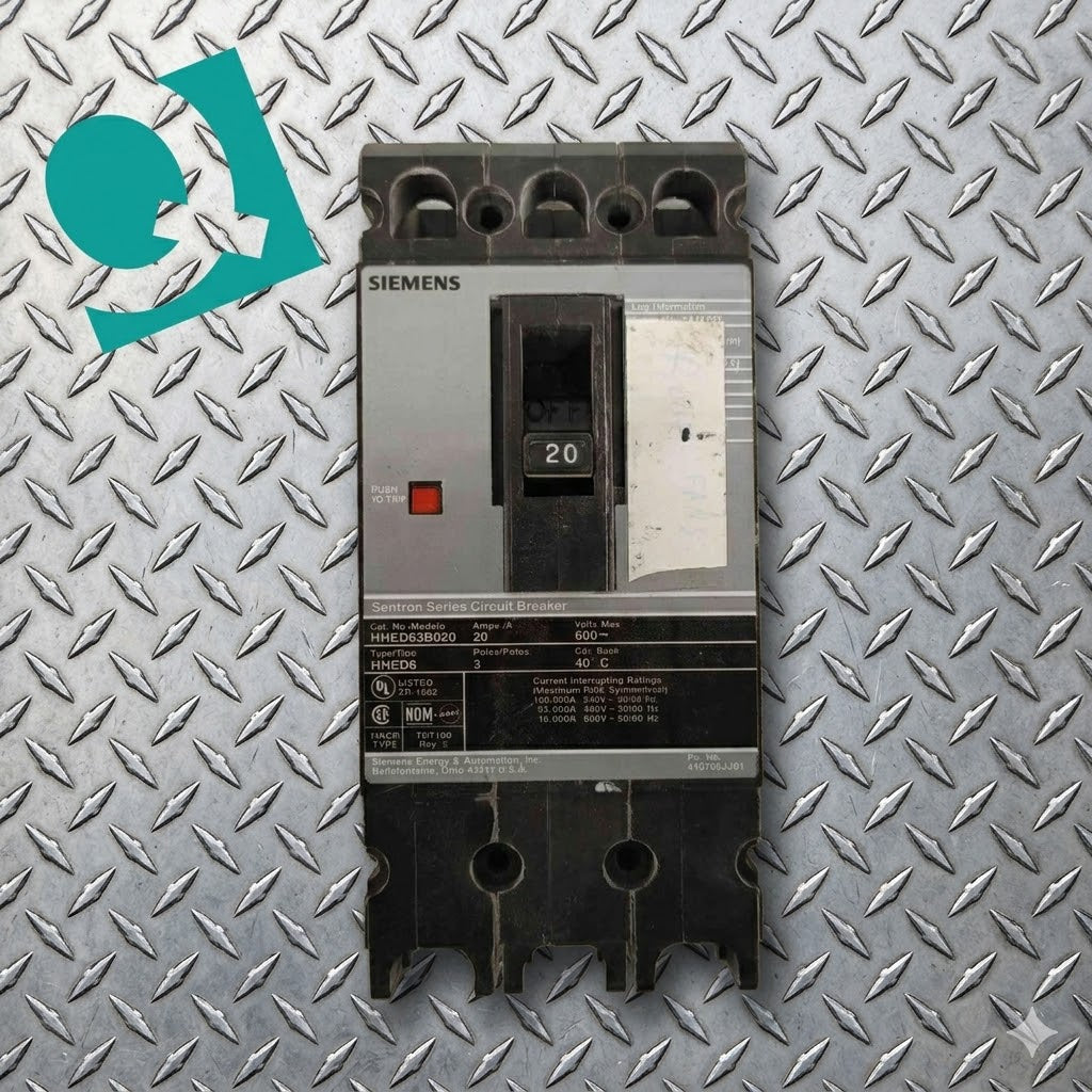 Siemens 20A 3 Pole Circuit Breaker 600VAC HHED63B020(104791)