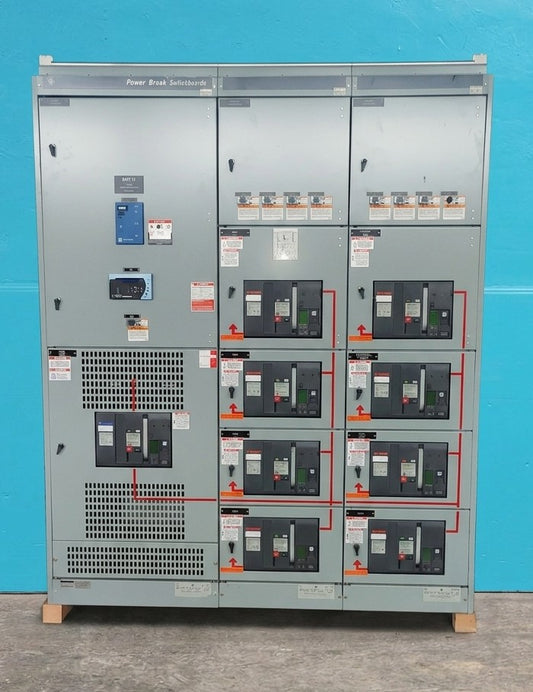 GE Power Break II Switchboard 4000A 480V 3PH Populated 9x Circuit Breaker Lineup