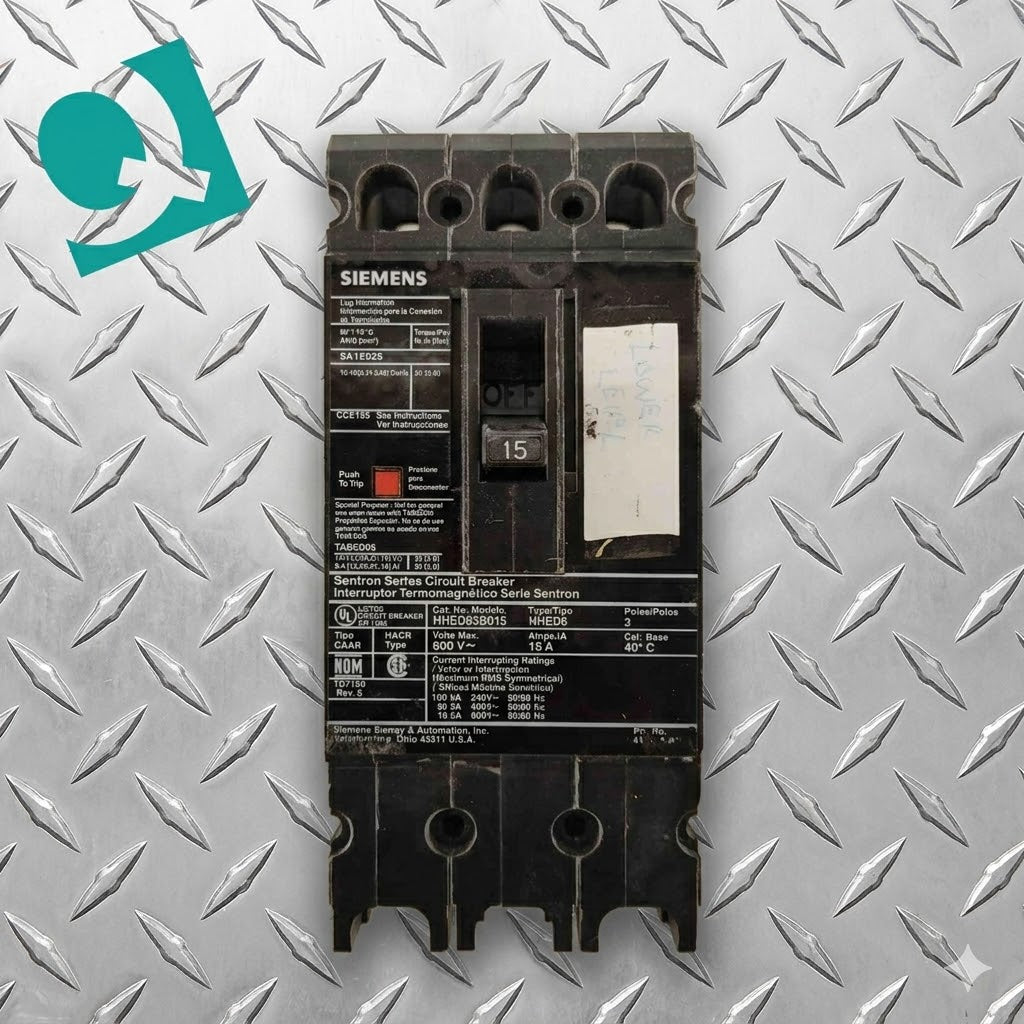 Siemens 15A 3 Pole Circuit Breaker 600VAC HHED63B015(104796)
