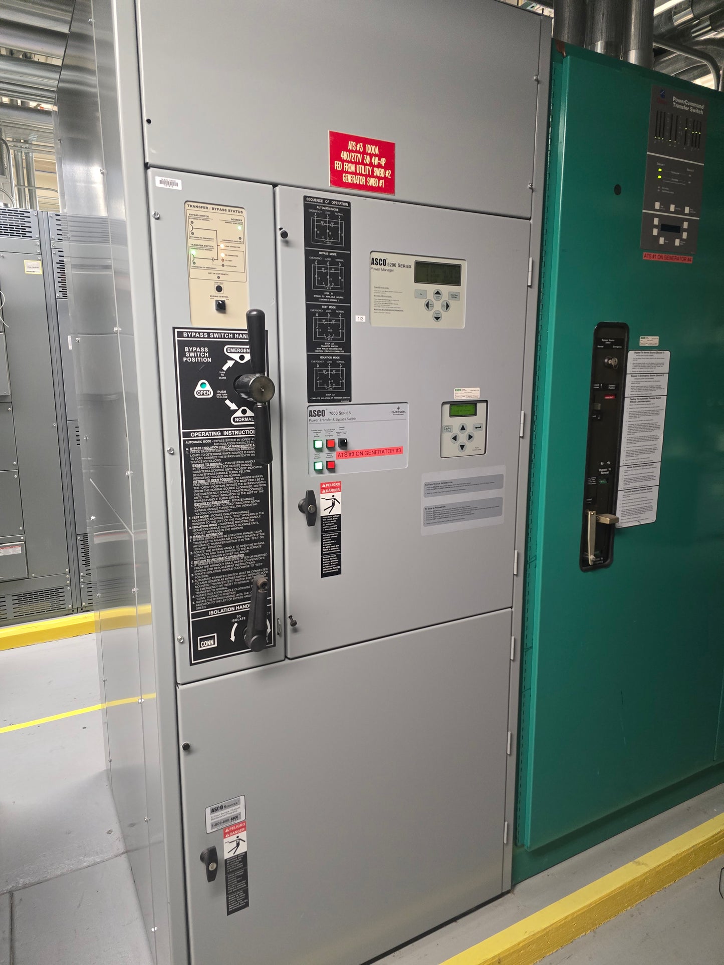 ASCO 7000 Series 1000 Amp 480V Bypass Isolation Automatic Transfer Switch ATS