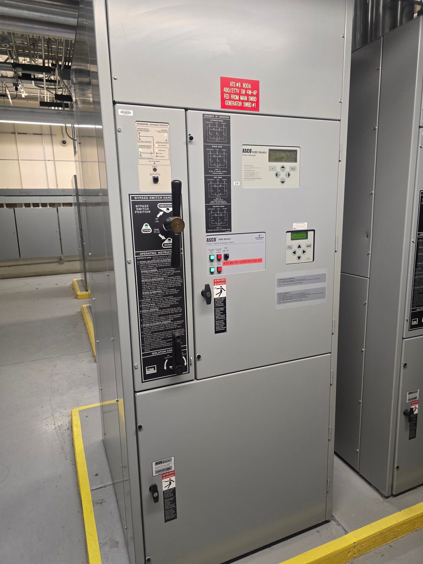 ASCO 7000 Series 800 Amp 480V Bypass Isolation Automatic Transfer Switch ATS