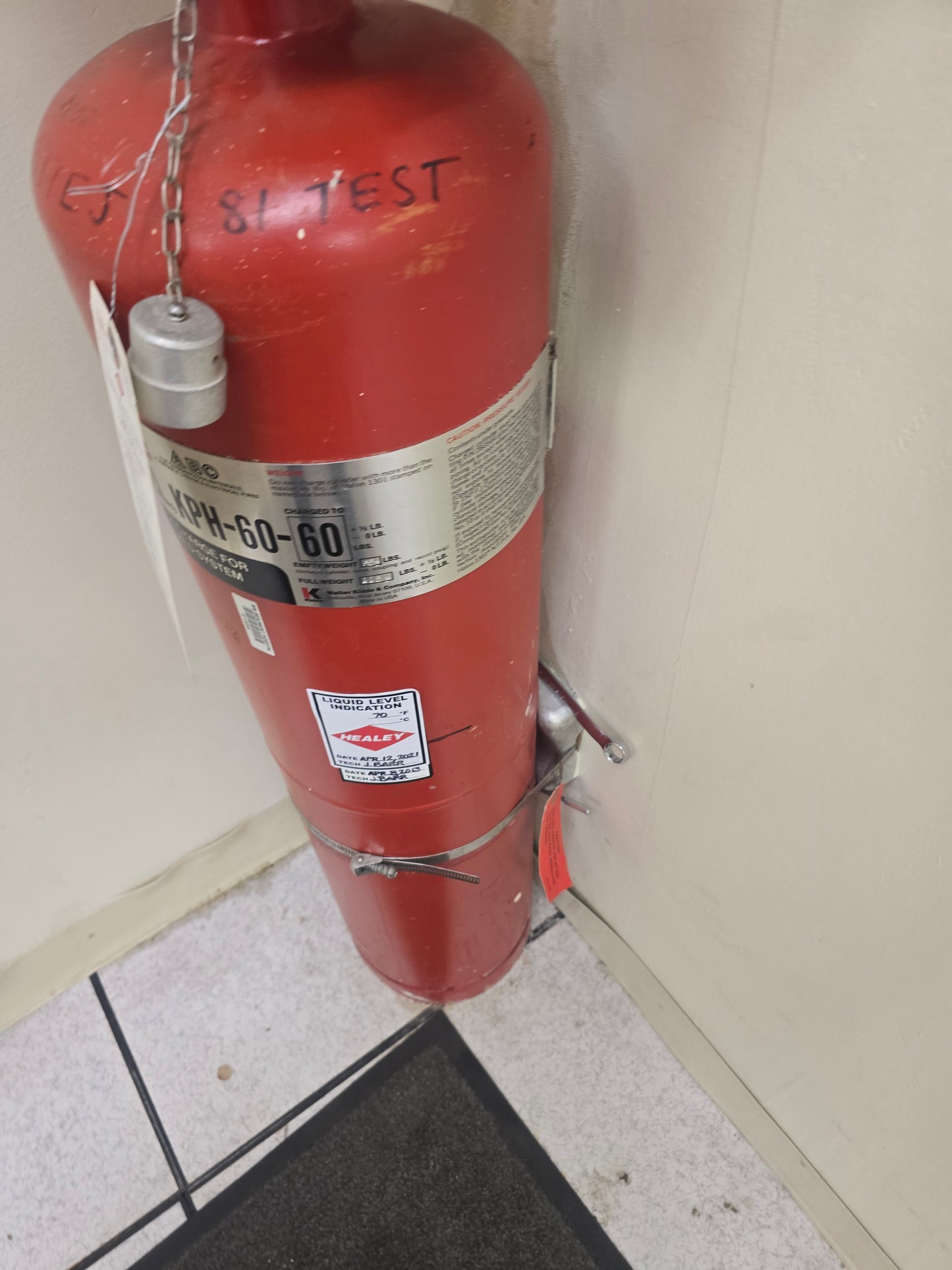 Kidde KPH-60-60 Halon 1301 Fire Suppression System Cylinder Tank 60lb Agent