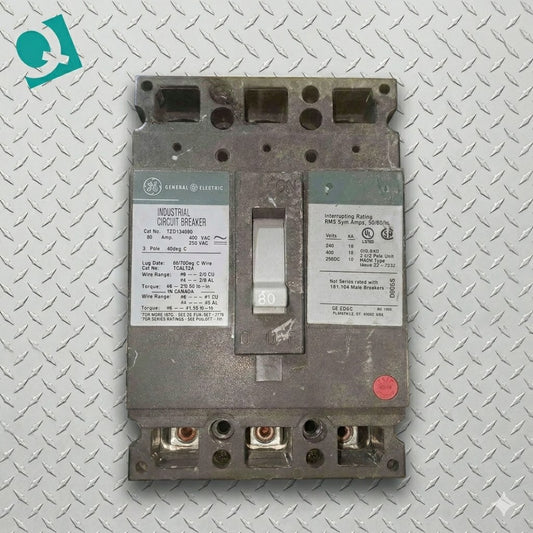GE 80A 480V 3 Pole Breaker TED124080 (SKU: 112290)