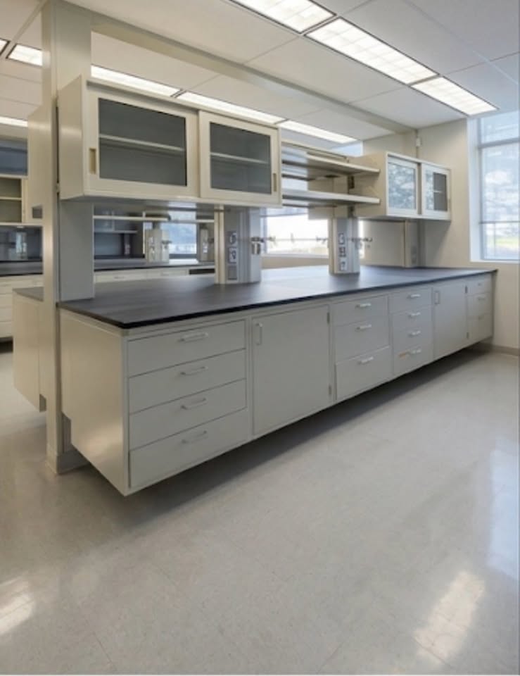 12'x66" Hamilton Metal Casework Island Work Center Reagent Shelf Epoxy Tops & Utilities Customize