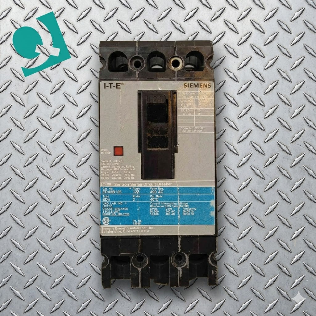 Siemens I-T-E 125A 3 Pole Sentron Series Circuit Breaker 480VAC ED43B125(104838)