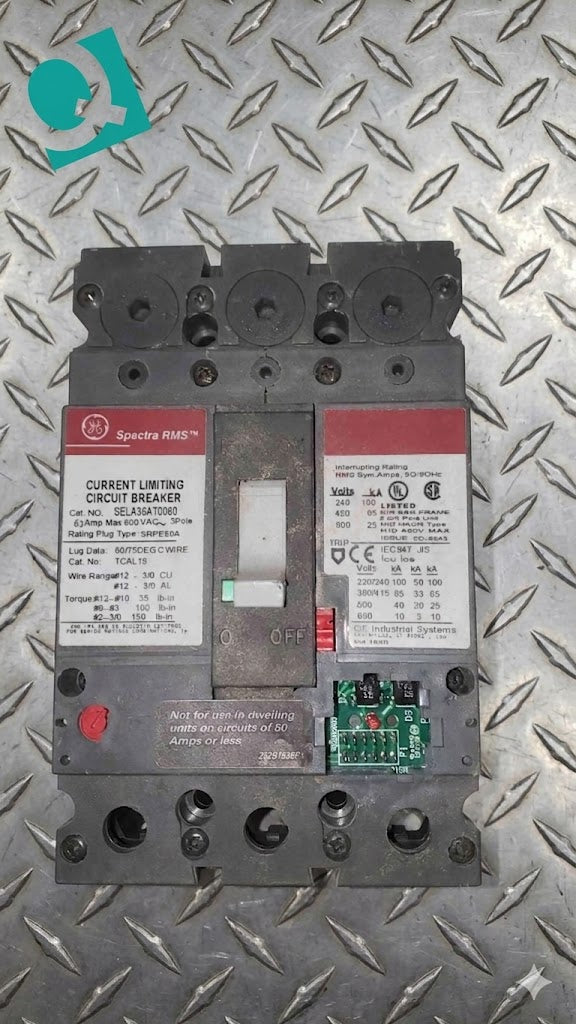 GE 60A 600VAC 3 Pole Breaker SELA36AT0060 No Trip Unit (SKU: 112282)