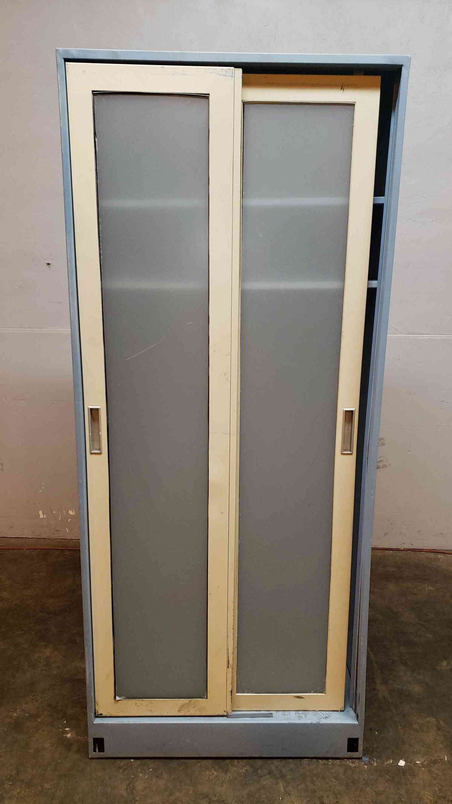 7' Tall Blue Metal Storage Lab Cabinet with 2 Shelves Casework