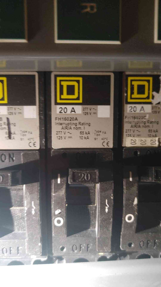 *Pickup Only* Lot of 6 Square D FH16020A 20A 1 pole Circuit Breaker(104191)